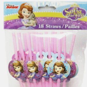 2 Packs of 18 Sofia The First Drinking Straws - Disney Party  NEW